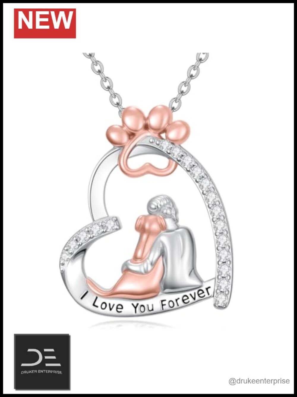 925 Sterling Silver Dog Rabbit Cat Heart Pendant Necklace